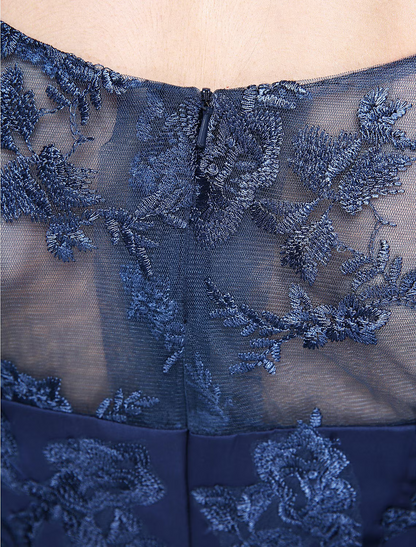 Mother of the Bride Dress Elegant Neck Ankle Length Chiffon Lace Half Sleeve with Lace