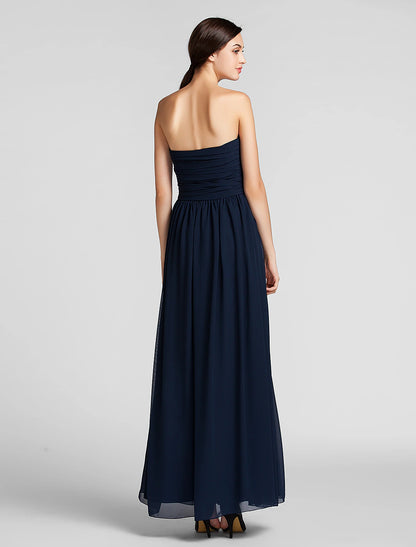 Sheath / Column Bridesmaid Dress Sweetheart Sleeveless Open Back Floor Length Chiffon with Criss Cross / Side Draping