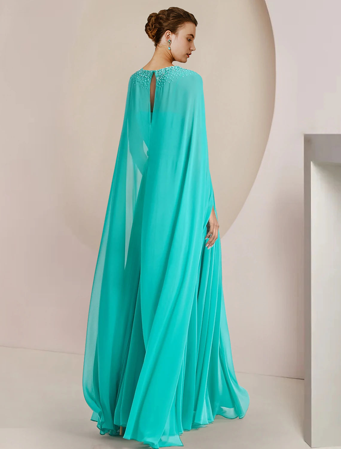 Two Piece Jumpsuits Jumpsuit / Pantsuit Mother of the Bride Dress Formal Wedding Guest Elegant Scoop Neck Tea Length Chiffon Sleeveless with Beading Appliques