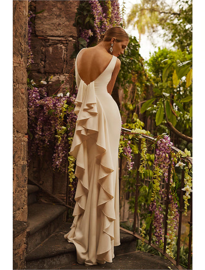 Formal Wedding Dresses Mermaid / Trumpet Off Shoulder Sleeveless Court Train Satin Bridal Gowns With Beading  Summer Wedding Party, Women's Clothing