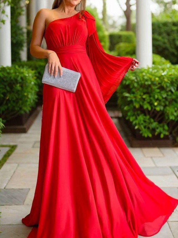 A-shaped shoulder pleats and ground chiffon mother of the bride dresses