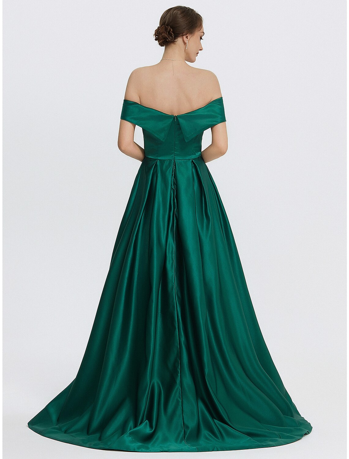 A-Line Evening Gown Elegant Dress Formal Prom Floor Length Sleeveless Sweetheart Satin with Slit