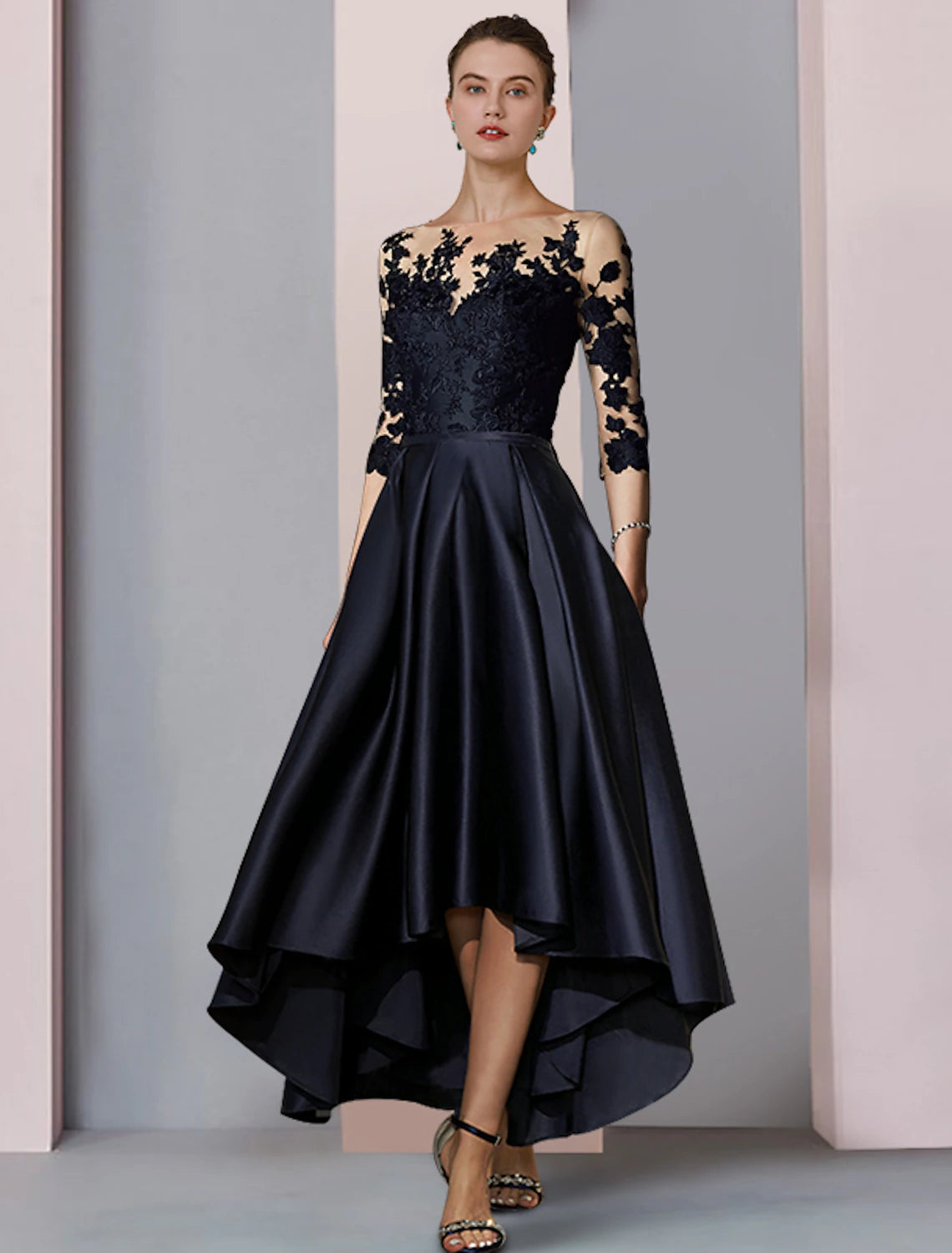 A-Line Mother of the Bride Dress Fall Wedding Guest Elegant High Low S LD Dress A-Line Mother of the Bride Dress Fall Wedding Guest Elegant High Low S LD Dress