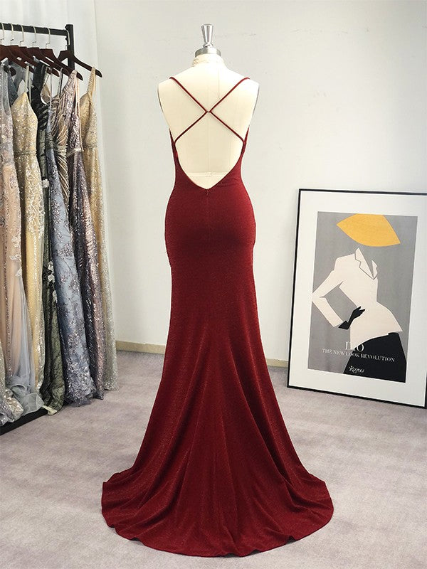 Sheath/Column Ruched Spaghetti Straps Sleeveless Sweep/Brush Train Dresses