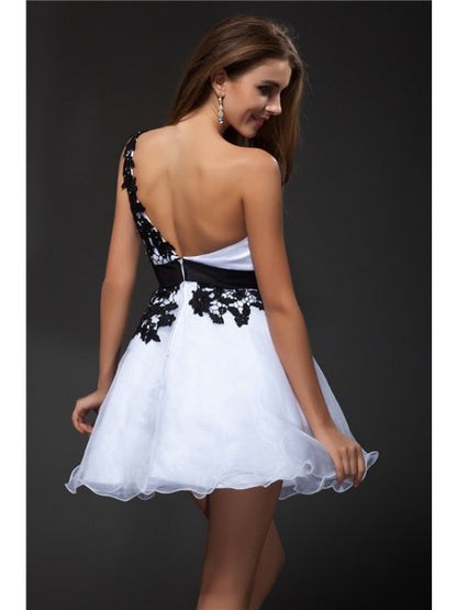 Empire Strapless Applique Sleeveless Short Organza Cocktail Dresses