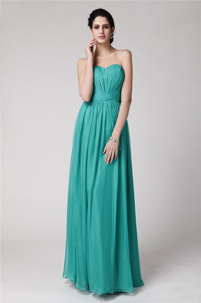Sheath Chiffon Sweetheart Sleeveless Floor-Length With Pleats Bridesmaid Dresses