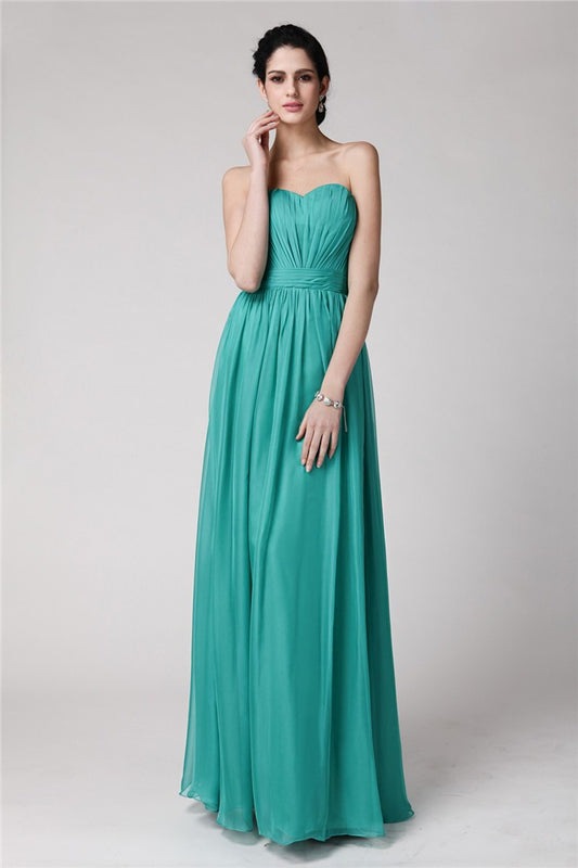 Sheath Chiffon Sweetheart Sleeveless Floor-Length With Pleats Bridesmaid Dresses