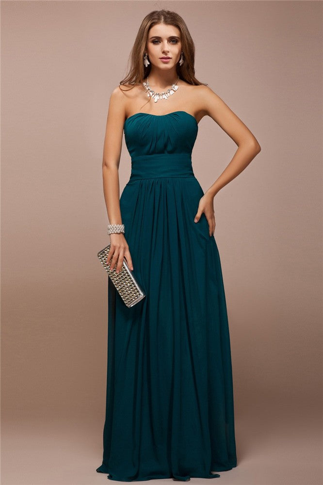 Sheath Chiffon Sweetheart Sleeveless Floor-Length With Ruffles Bridesmaid Dresses