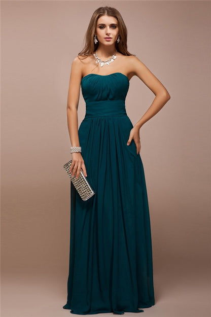 Sheath Chiffon Sweetheart Sleeveless Floor-Length With Ruffles Bridesmaid Dresses