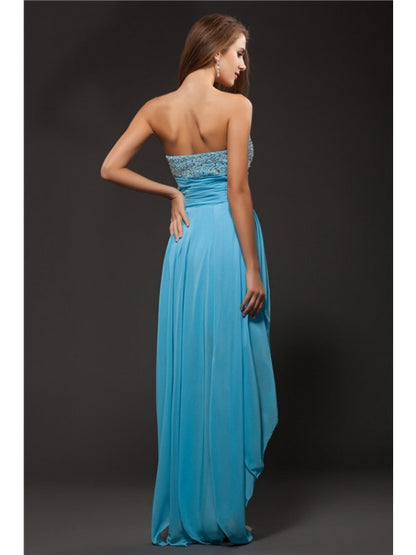 A-Line/Princess Sweetheart Beading Sleeveless High Low Chiffon Cocktail Dresses
