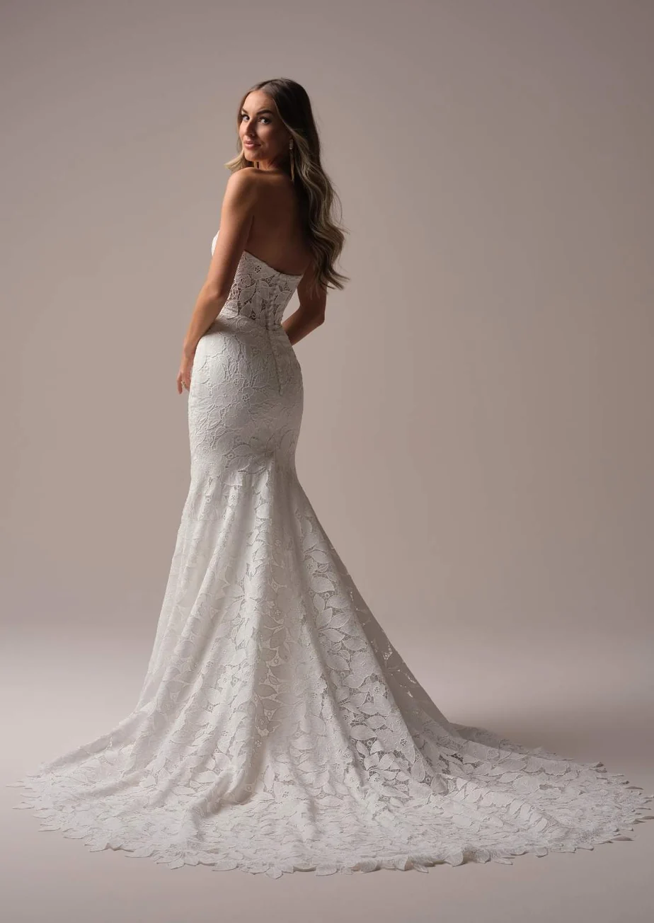 off shoulder lace mermaid long sleeve wedding dress