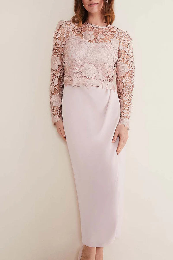 Two piece set of sheath/pillar, pink mother of the bride dress