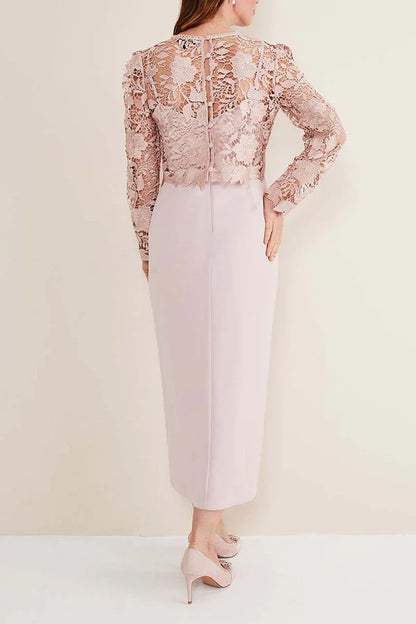 Two piece set of sheath/pillar, pink mother of the bride dress
