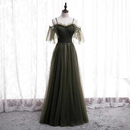 Cute and minimalist off shoulder long sheer party dress, minimalist off back sheer and floor length evening dress
