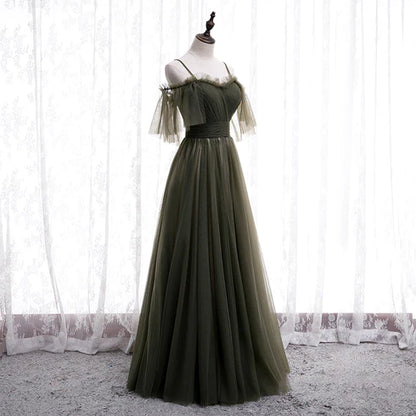Cute and minimalist off shoulder long sheer party dress, minimalist off back sheer and floor length evening dress