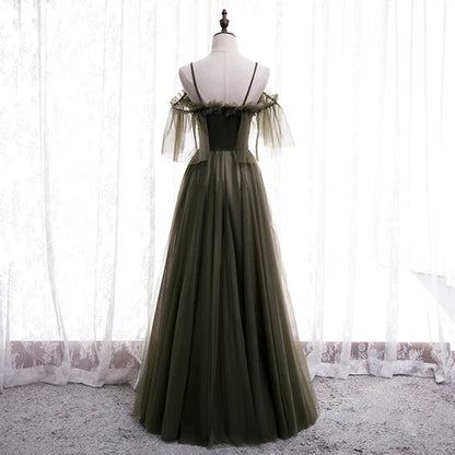 Cute and minimalist off shoulder long sheer party dress, minimalist off back sheer and floor length evening dress