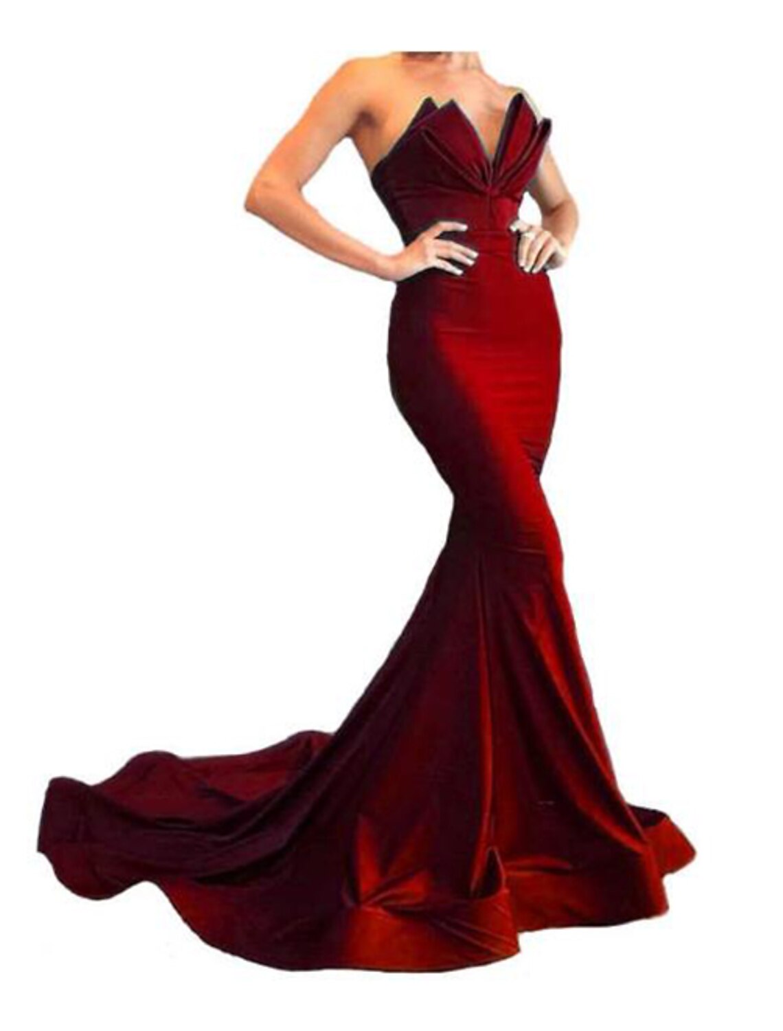Mermaid Red Green Dress Evening Gown Beautiful Back Dress Formal Evening Court Train Sleeveless Sweetheart Matte Satin Backless with Draping