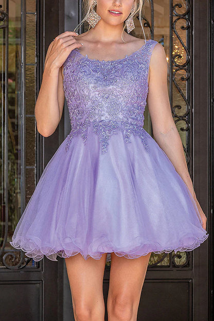 Line illusion lace stickers cute Homecoming dresses