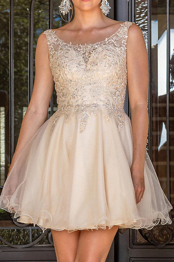 Line illusion lace stickers cute Homecoming dresses
