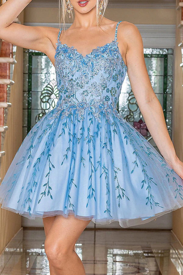 A Line Thin Shoulder Strap Sticker Cute Homecoming Dresses