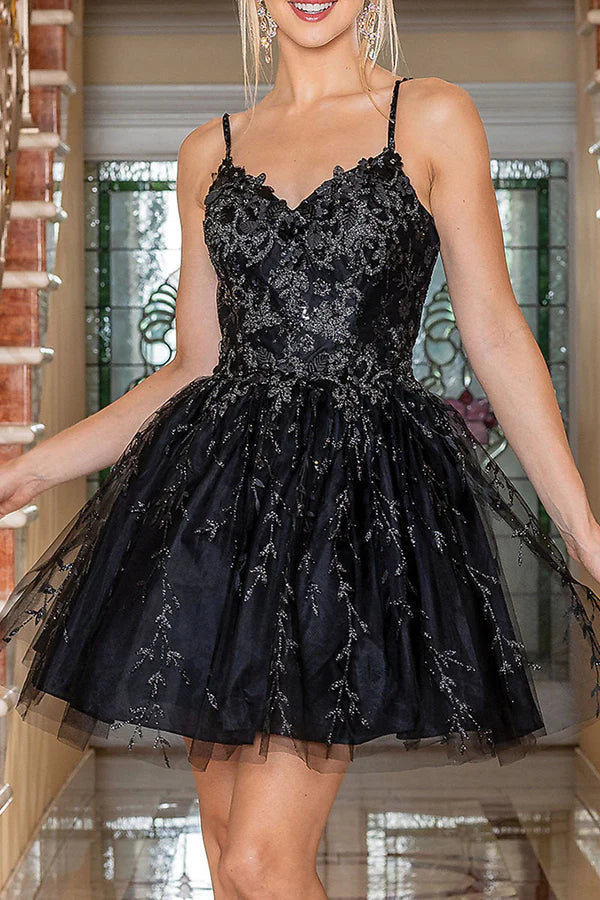 A Line Thin Shoulder Strap Sticker Cute Homecoming Dresses