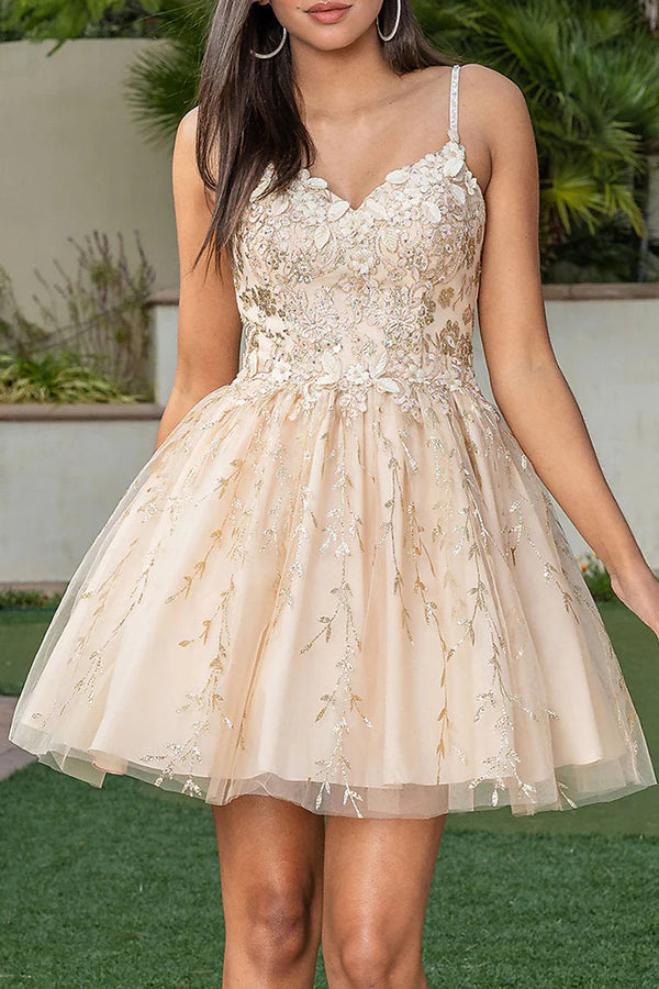 A Line Thin Shoulder Strap Sticker Cute Homecoming Dresses