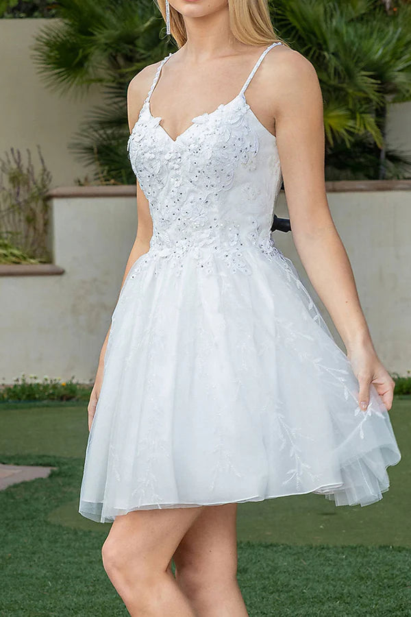 A Line Thin Shoulder Strap Sticker Cute Homecoming Dresses