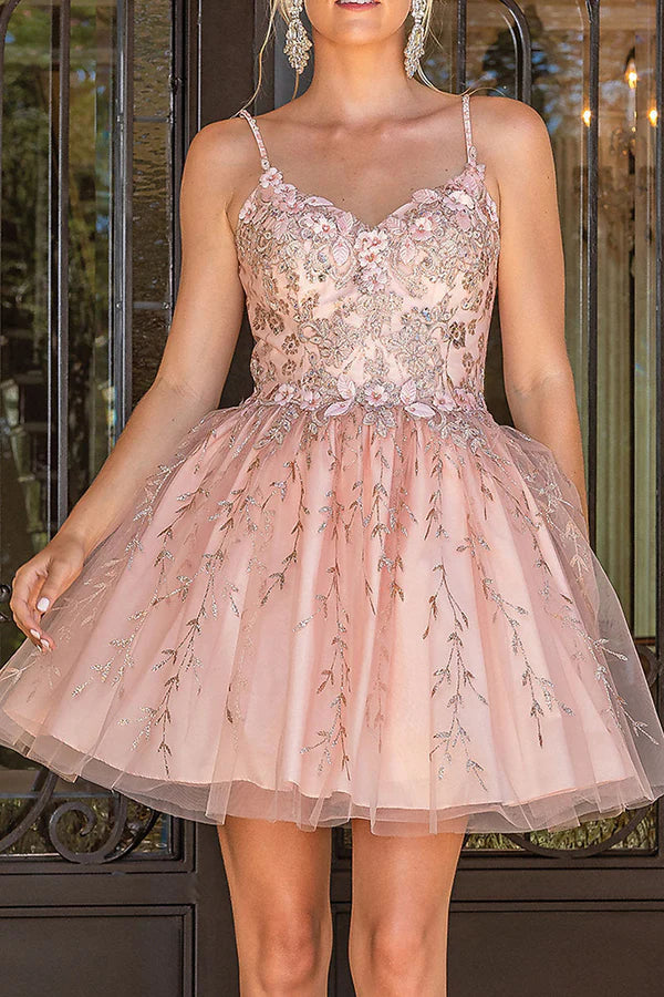 A Line Thin Shoulder Strap Sticker Cute Homecoming Dresses