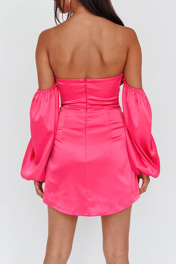 Detachable sheath/column sleeves with cute bow short Homecoming dresses