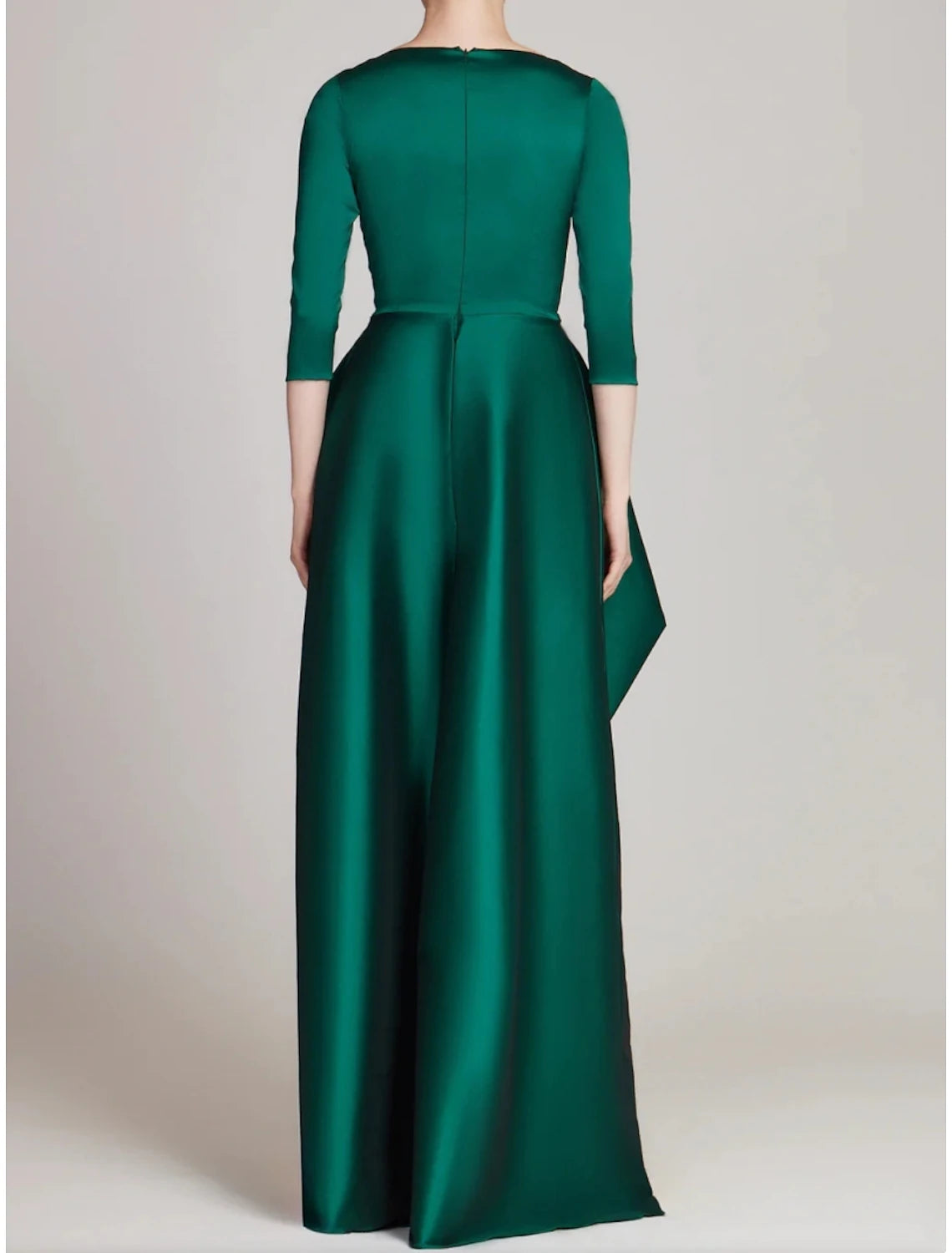 Sheath / Column Mother of the Bride Dress Wedding Guest Elegant V Neck Floor Length Charmeuse 3/4 Length Sleeve with Ruching