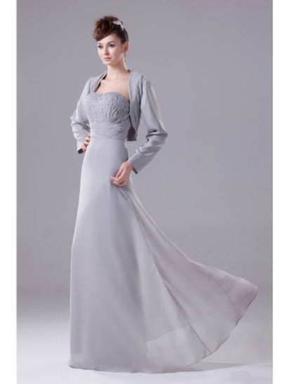 A-Line Mother of the Bride Dress Convertible Dress Strapless Floor Length Chiffon Sleeveless No with Beading Draping