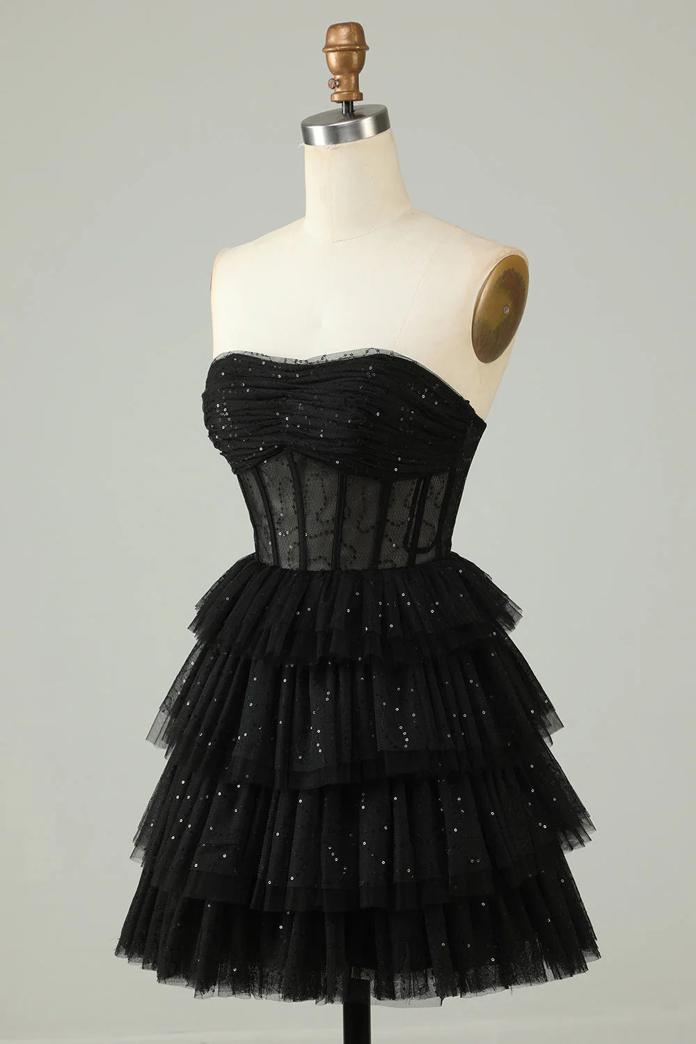 Black A Line strapless backless corset Cocktail Dresses