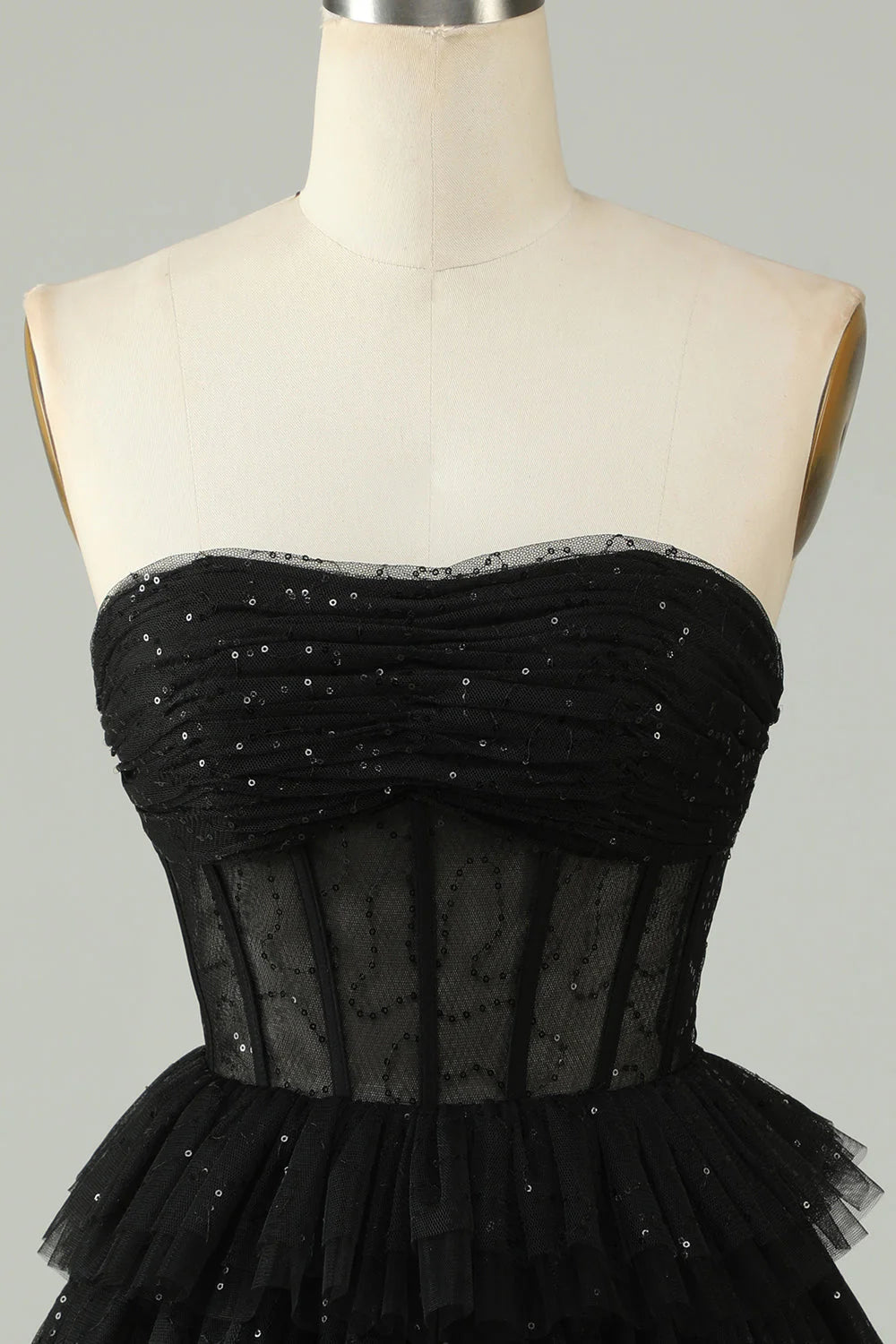 Black A Line strapless backless corset Cocktail Dresses
