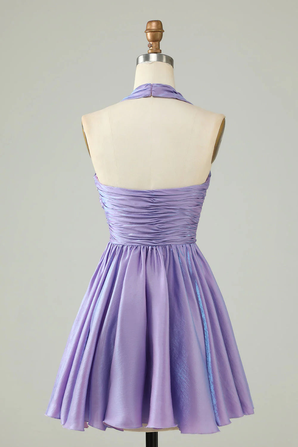 Purple hanging neck backless sleeveless A-line Cocktail Dresses