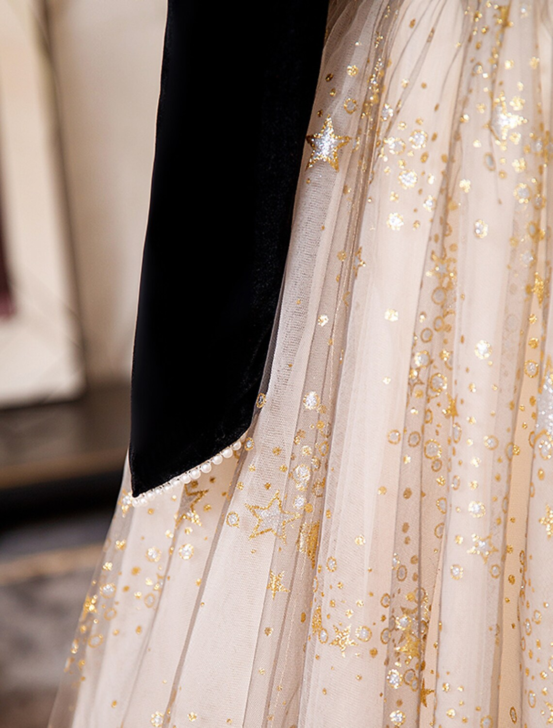 A-Line Prom Dresses Sparkle Shine Dress Engagement Floor Length Long Sleeve Sweetheart Tulle with Sequin