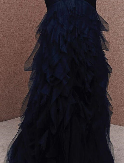 A-Line Evening Gown Elegant Dress Engagement Floor Length Short Sleeve Jewel Neck Lace with Appliques
