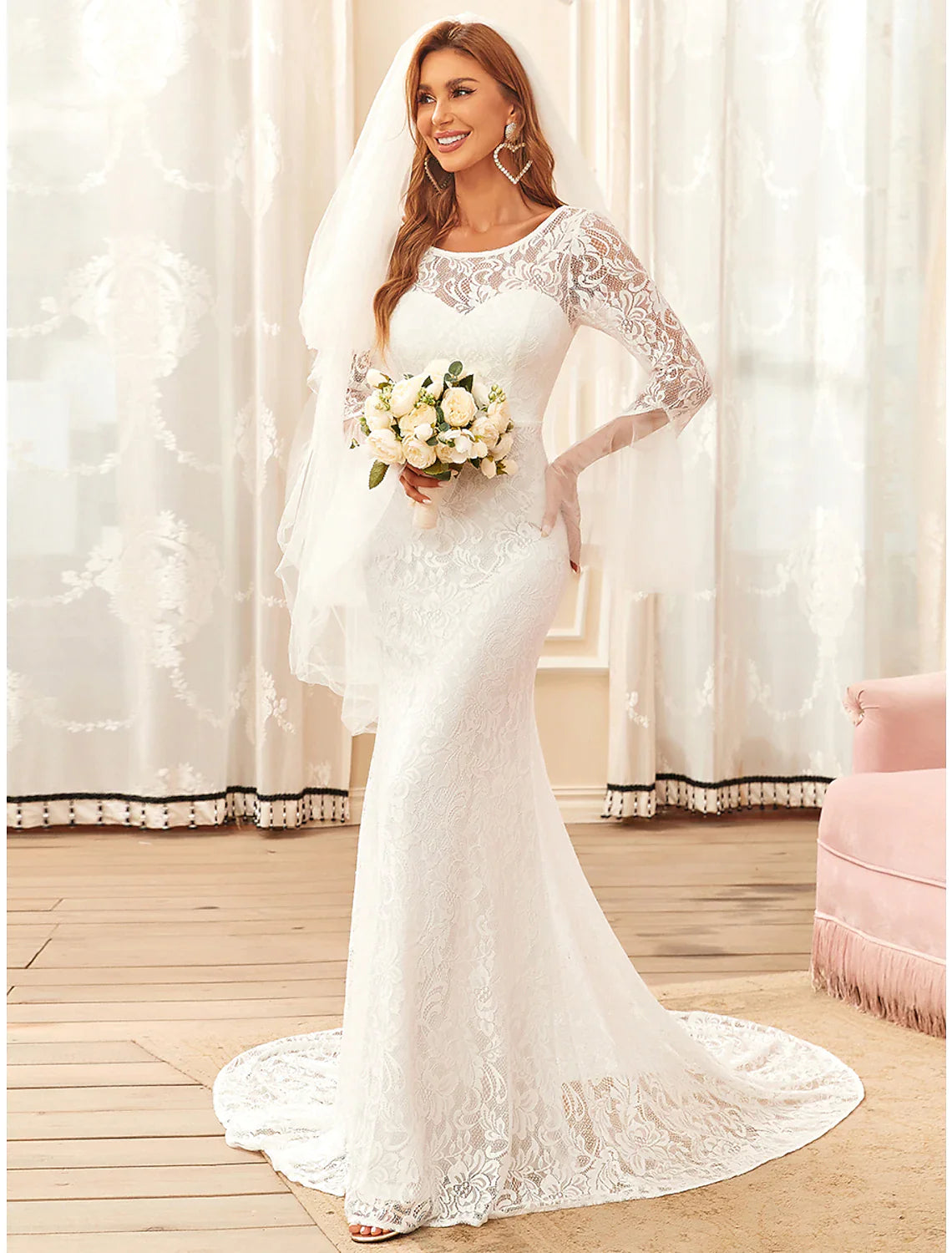 Beach Wedding Dresses  Long Sleeve with Lace
