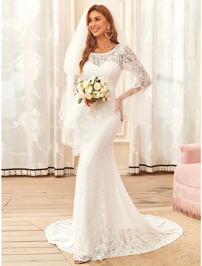 Beach Wedding Dresses  Long Sleeve with Lace