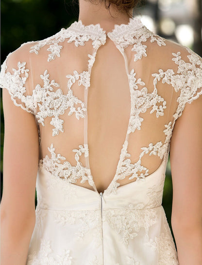 Open Back Little White Dresses Knee A-Line Floral Lace Appliques