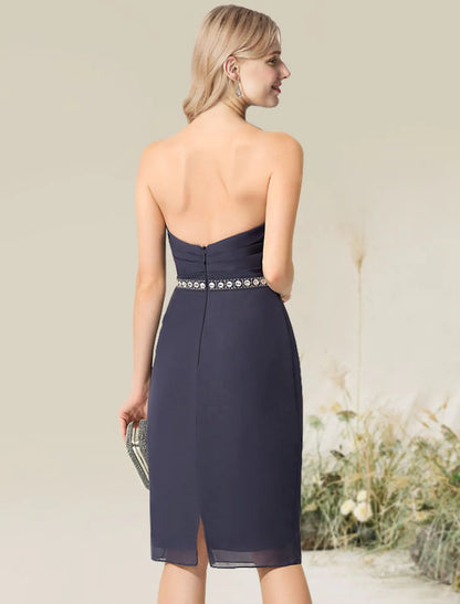 Cocktail Dresses Wedding Knee Length Short Sleeve Strapless Lace