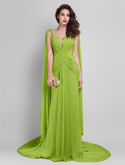 Elegant Dress Wedding Sleeveless Neck V Back Criss Cross Side Draping