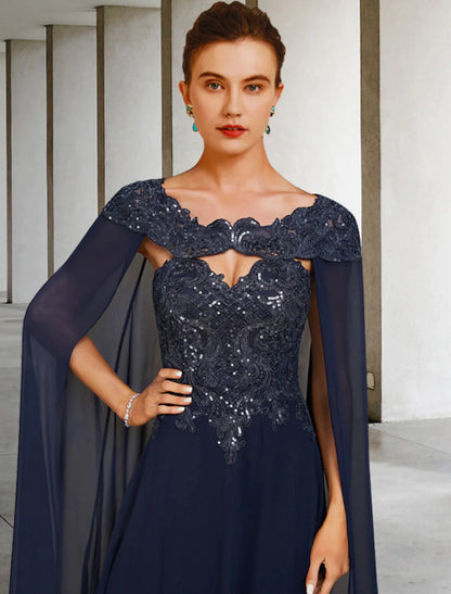 Two Piece A-Line Mother of the Bride Dress Vintage Elegant Strapless Floor Length Chiffon Lace Sequined Sleeveless with