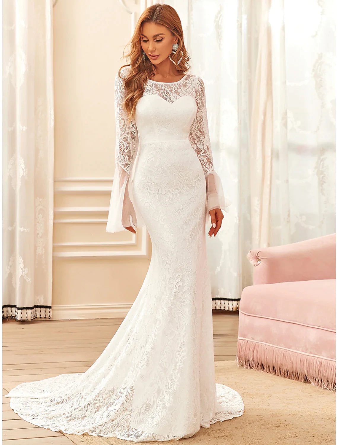 Beach Wedding Dresses  Long Sleeve with Lace