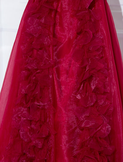 Ball Gown Celebrity Style Dress Holiday Floor Length Sleeveless Strapless Satin with Sash / Ribbon Flower