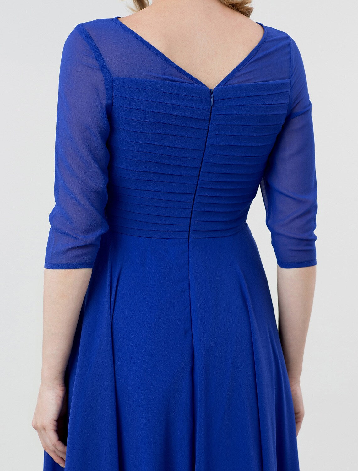 A-Line Elegant Evening Party Dress Boat Neck Length Sleeve Length Ruched Crystal Brooch